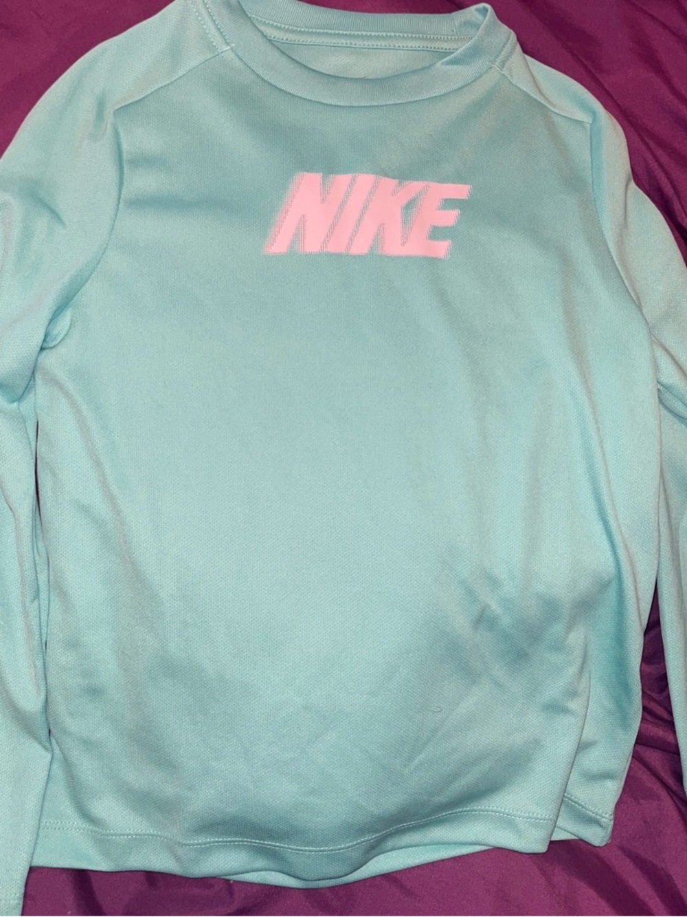 Nike Light Aqua Fri-fit long sleeve with white Logo